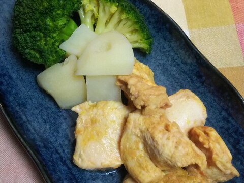 湯煎で☆鶏むねタンドリーチキンと茹で野菜